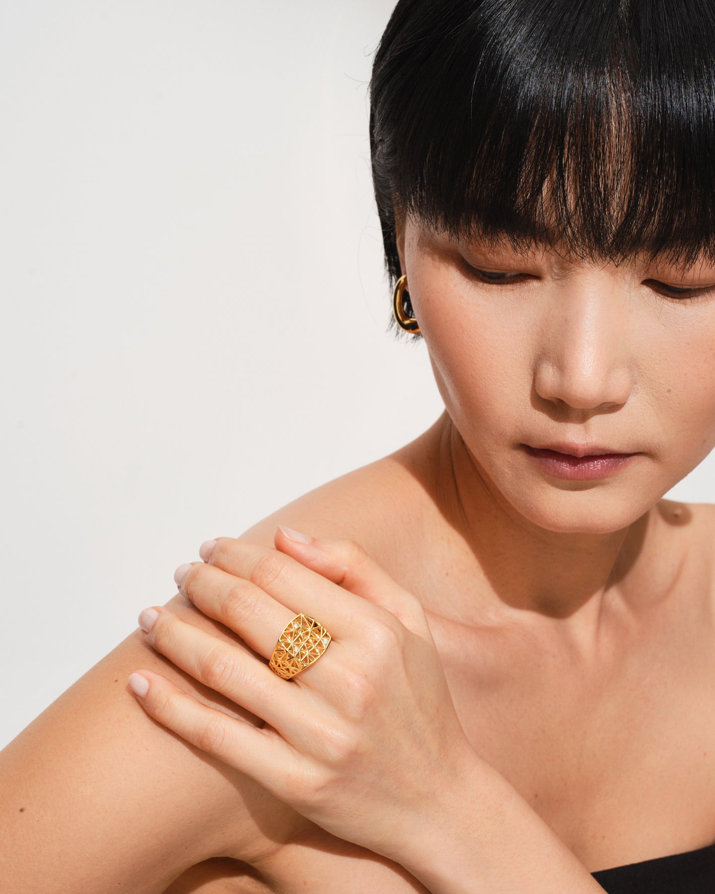 Mesh Ring Gold Brilliant