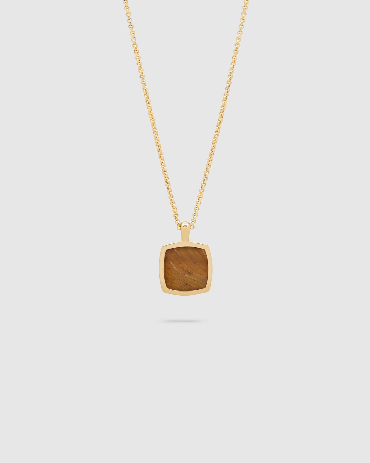 Cushion Pendant Tiger Eye Gold