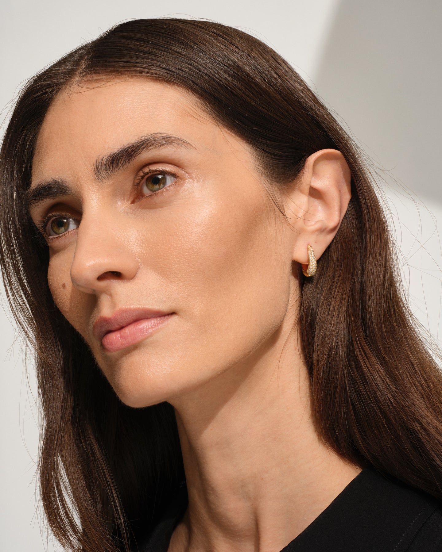 Liz Hoops Pave Gold