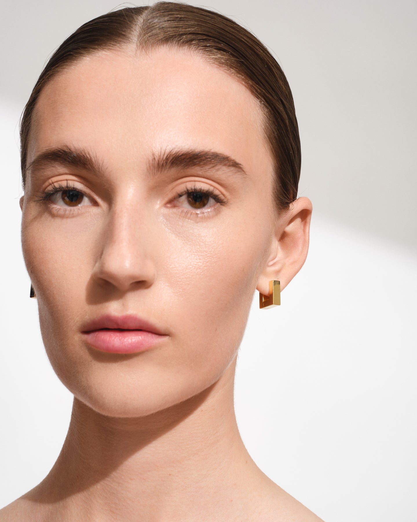 Square Hoops Small Gold