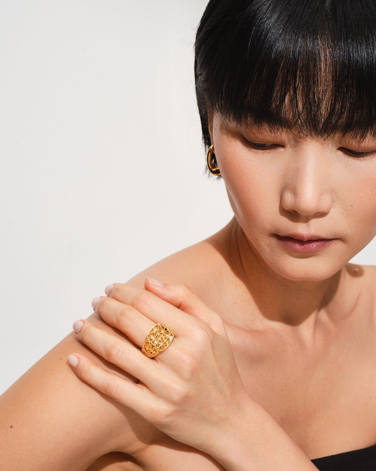 Mesh Ring Gold Brilliant