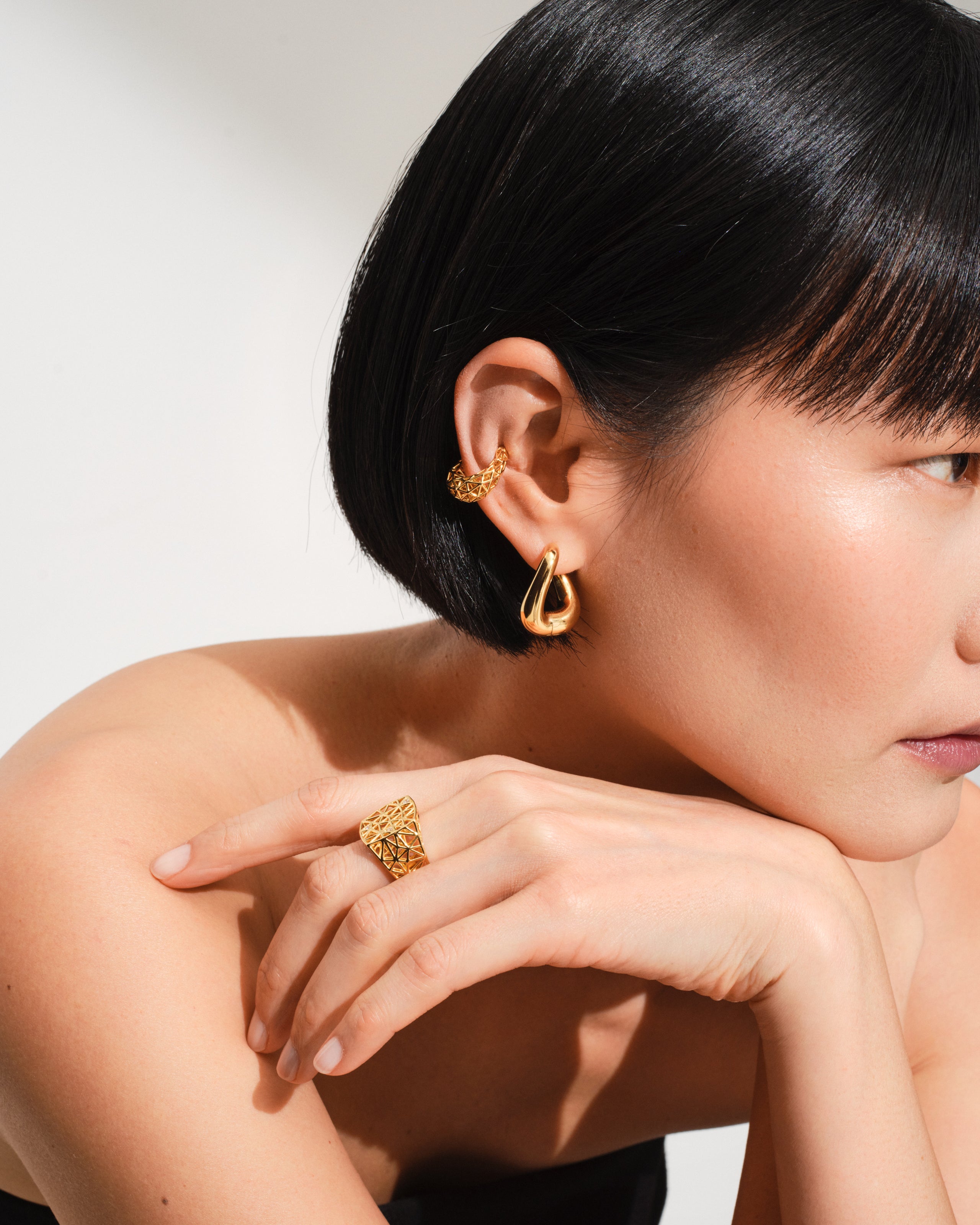 Maze Ear Cuff Gold