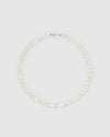 Tom Wood Cove Necklace White MOP - A classic pearl necklace with a silver clasp.