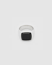 Tom Wood Cushion Black Onyx 925 Sterling Silver Signet Ring with a black stone