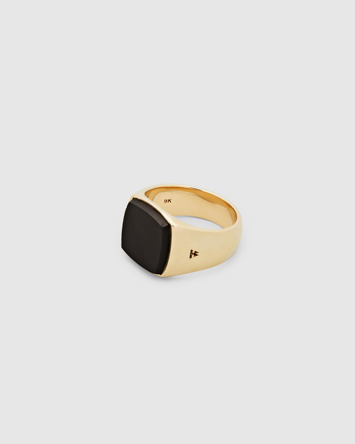 Tom Wood Cushion Black Onyx Gold Signet Ring from the side
