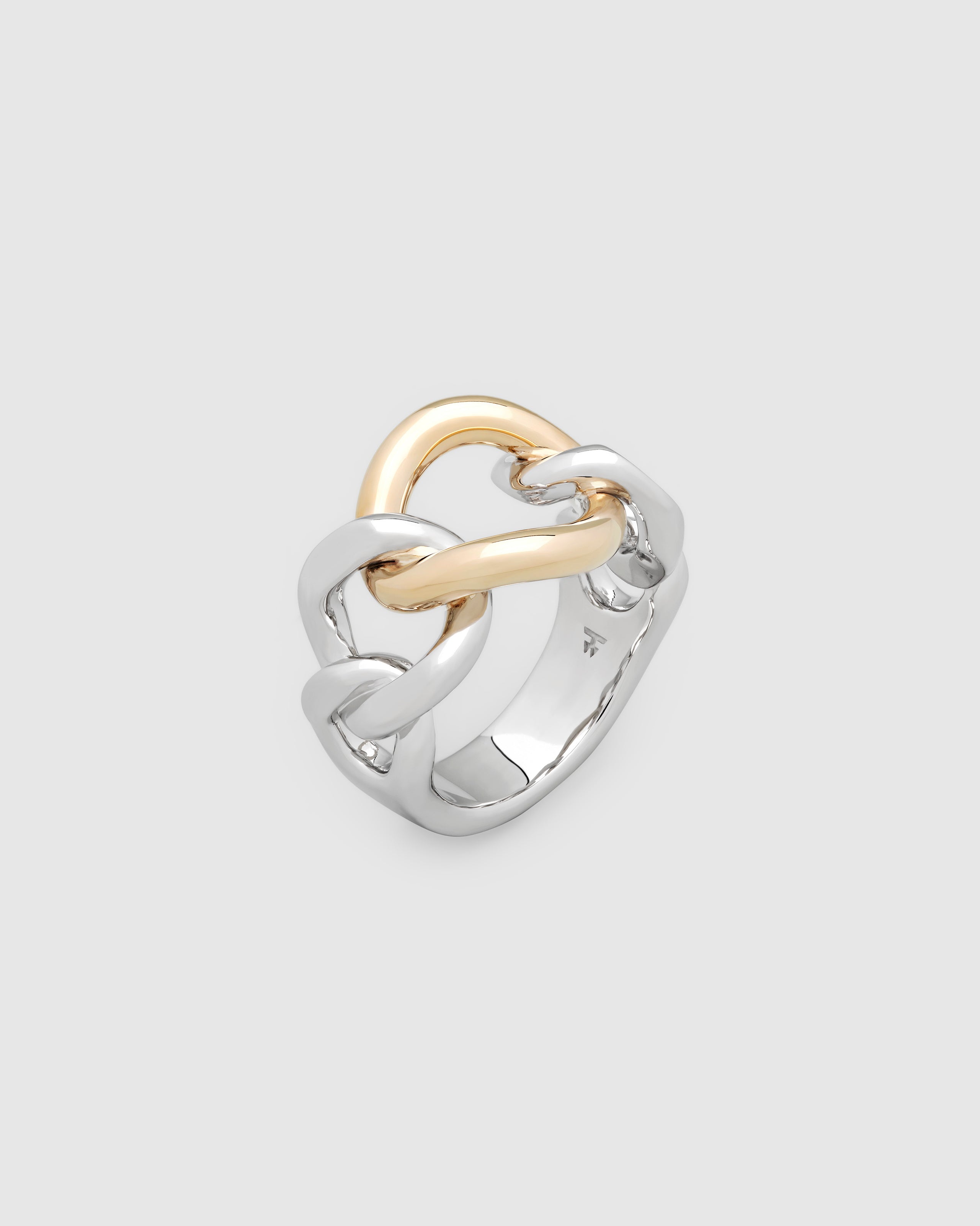 Tom Wood silver band ring with polished finish and 9k gold