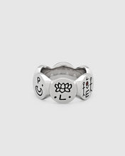 925 sterling silver band ring with engraved symbols and drawings from Guy Le Tatooer