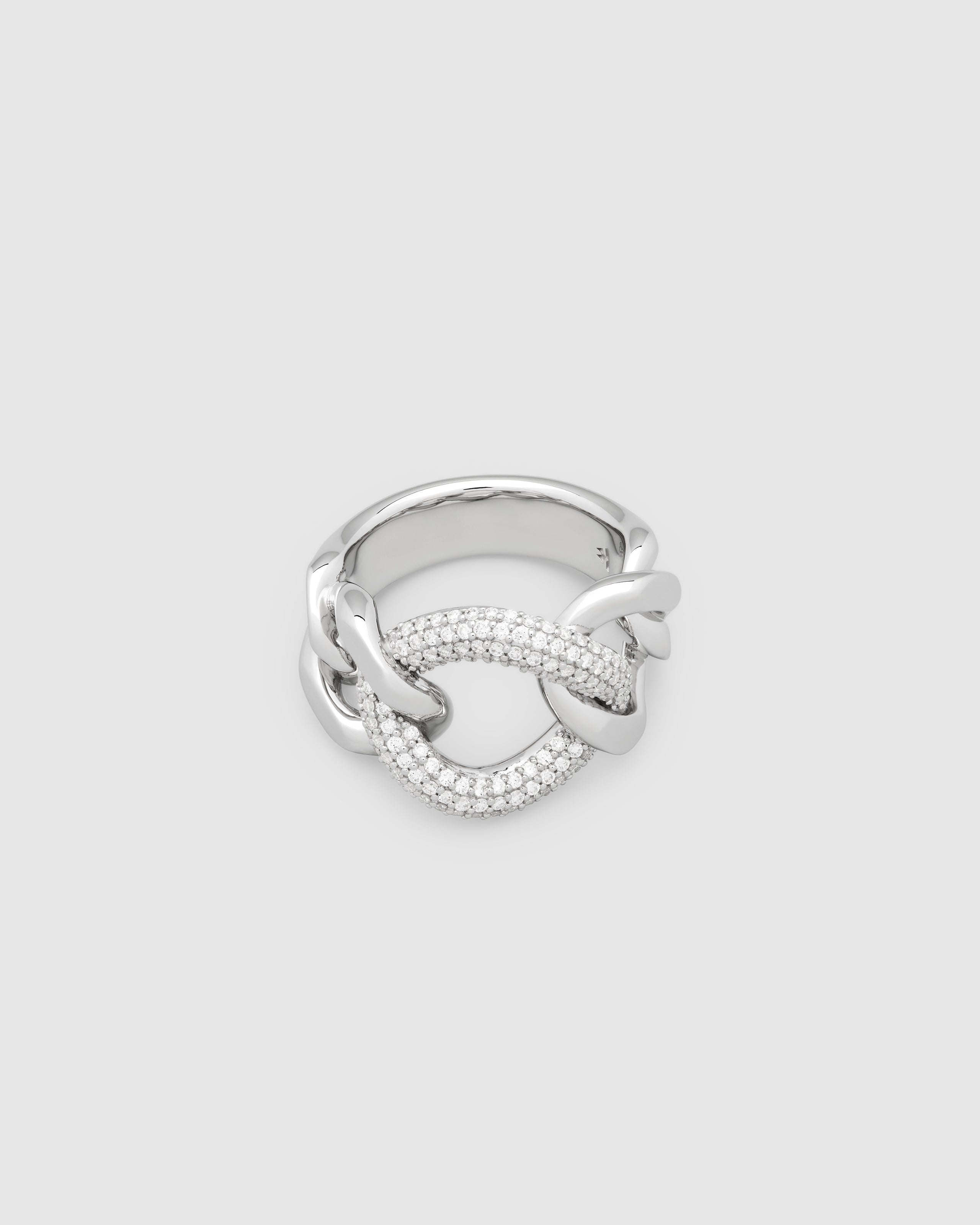 Tom Wood silver band ring with polished finish and lab grown diamonds